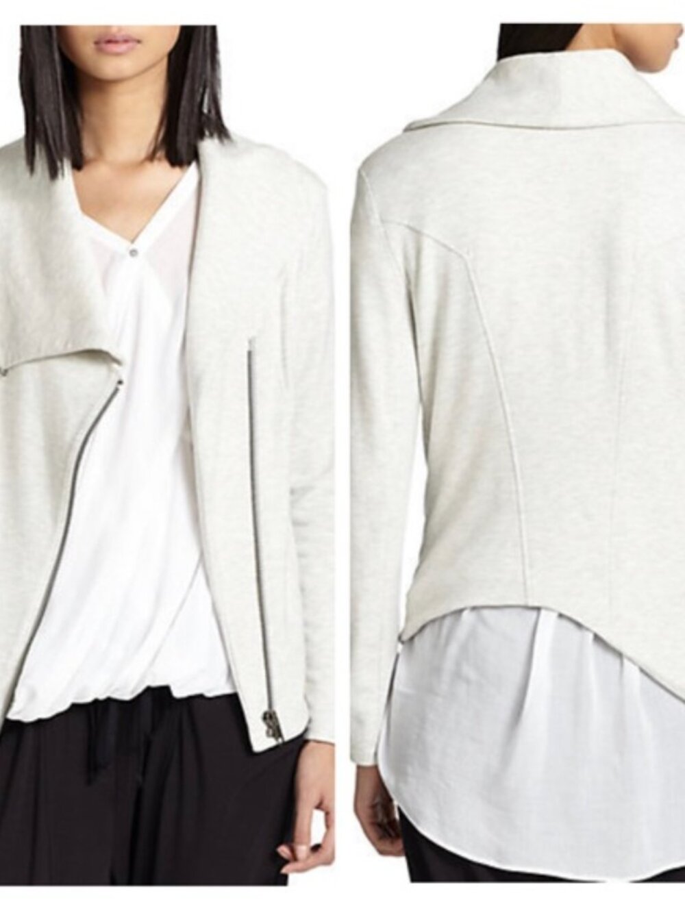 Helmut Lang Villous Asymmetric Zip Moto Cardigan Jacket (Small)